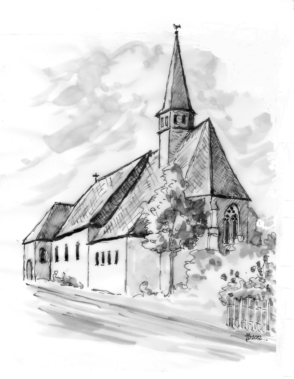 Breyer Kirche gemalt von Albrecht Dinkel